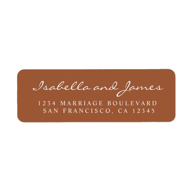 Elegant Calligraphy Names Wedding Return Address Label (Front)