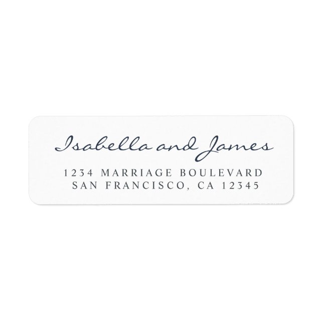 Elegant Calligraphy Names Wedding Return Address Label (Front)