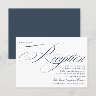 Elegant Calligraphy Navy Blue Wedding Reception Invitation