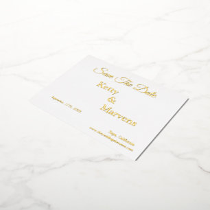 Elegant Calligraphy non-photo save the date real  Foil Holiday Postcard