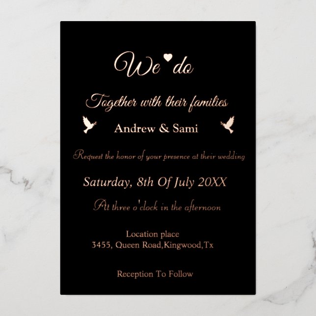 Elegant Calligraphy Non-Photo wedding Invit Foil I (Front)