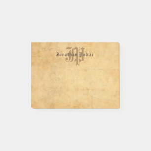 Elegant Calligraphy Nostalgic Monogram Template Post-it Notes