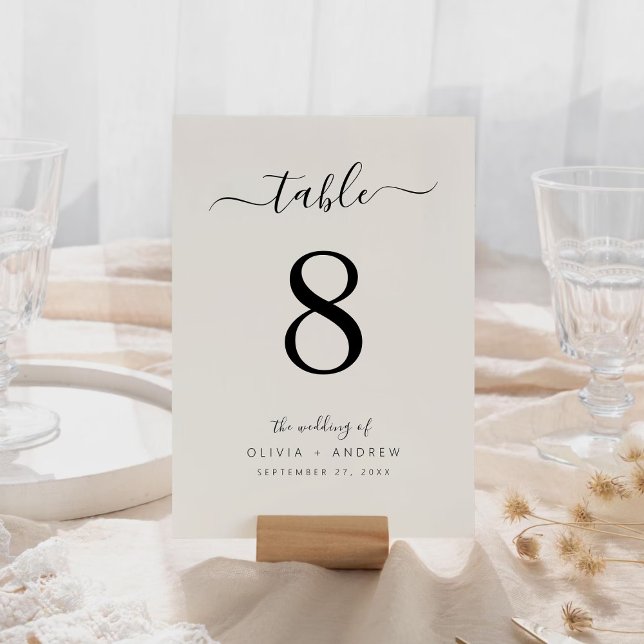 Elegant Calligraphy Off White Colour Wedding Table Number (Elegant Calligraphy Off White Color Wedding Table Number)