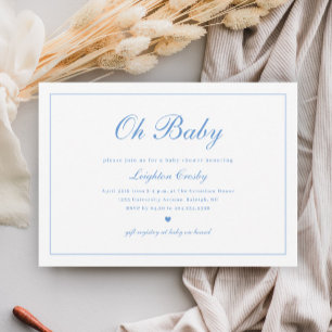 Elegant Calligraphy Oh Baby Boys Baby Shower Invitation