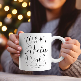 Elegant Calligraphy Oh Holy Night Merry Christmas  Mug