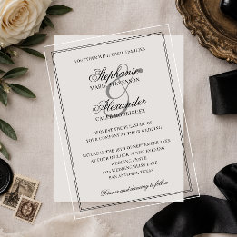 Elegant Calligraphy Old Money Aesthetic Wedding Acrylic Invitations
