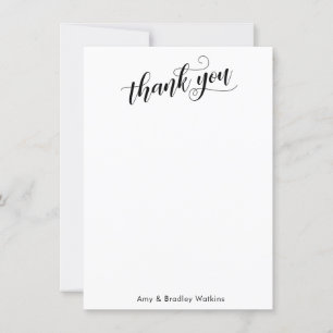 Elegant Calligraphy on Simple Black and White Thank You Card