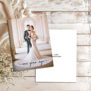 Elegant Calligraphy One Year Ago First Anniversary Card