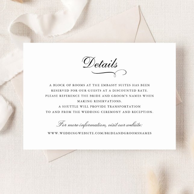 Elegant Calligraphy Ornament Script Wedding Detail Invitation (Creator Uploaded)