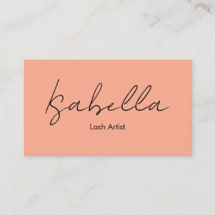 Elegant Calligraphy Peach Lash Artist Business Card