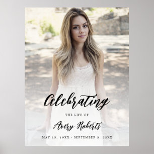 Elegant Calligraphy Photo Celebration of Life Sign