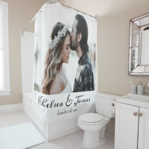Elegant Calligraphy Photo Custom Shower Curtain