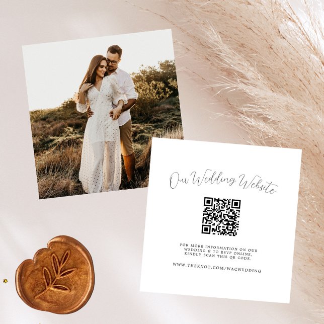 Elegant Calligraphy Photo QR Code RSVP Wedding Enclosure Card (Creator Uploaded)
