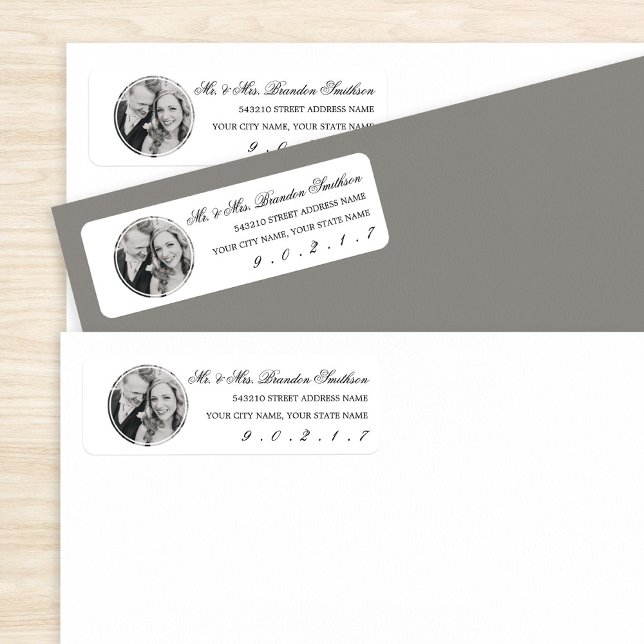 Elegant Calligraphy & Photo Return Address Label (Creator Uploaded)