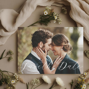 Elegant Calligraphy Photo Save the Date