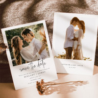 Elegant Calligraphy Photo Wedding Save the Date
