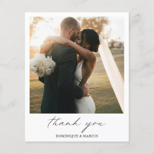 Elegant Calligraphy Photo Wedding Thank You Card