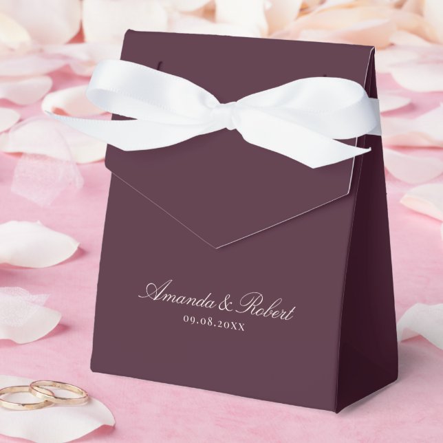 Elegant Calligraphy Plum Wedding Favour Box (Wedding)