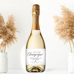 Elegant Calligraphy Pop The Champagne Sparkling Wine Label<br><div class="desc">Elevate your bridal shower with the Elegant Calligraphy Elegant Calligraphy Pop,  The Champagne Sparkling Wine Label. This minimalist and classic black and white design,  featuring elegant calligraphy,  will add elegance to your wedding shower decor. These labels are perfect for your bridal shower favours,  creating a stylish and memorable celebration.</div>