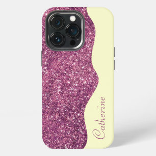Elegant Calligraphy Purple Drip Glitter Custom iPhone 13 Pro Case