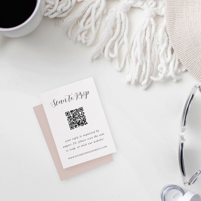 Elegant Calligraphy QR Code RSVP Enclosure Card (Creator Uploaded)