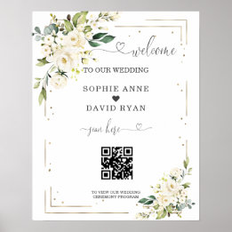 Elegant Calligraphy QR Code Wedding Welcome Sign