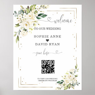 Elegant Calligraphy QR Code Wedding Welcome Sign