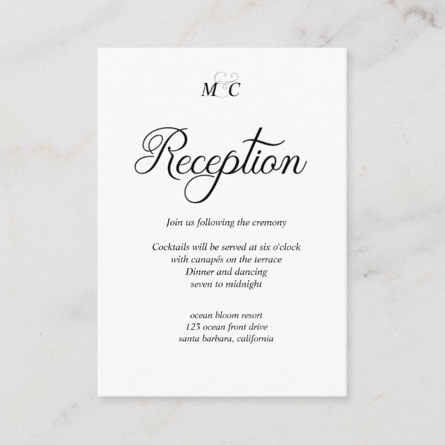 Elegant Calligraphy⎢ Reception Enclosure Card (Front)