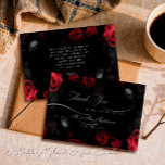 Elegant Calligraphy Red Black Floral Wedding Thank You Card<br><div class="desc">Unveil your gratitude to your loved ones with our Custom Elegant Calligraphy Red Black Floral Wedding Thank You Card. This meticulously curated product boasts a design that perfectly matches the grandeur of your special day. The red and black floral details, wrapped harmoniously around the elegant calligraphy, provide a touch of...</div>
