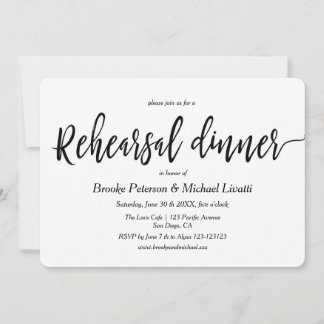 Elegant Calligraphy Rehearsal Dinner Invitation