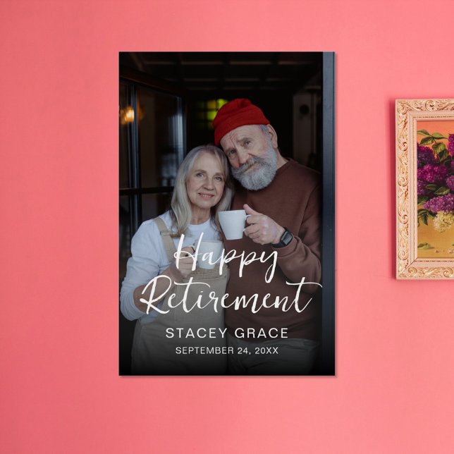 Elegant Calligraphy Retirement Photo Party Poster (Creator Uploaded)