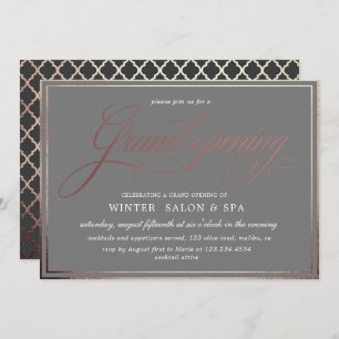 elegant calligraphy rose gold Grand Opening Invitation