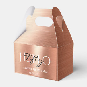 Elegant Calligraphy Rose Gold Hello 50 Birthday Favour Box