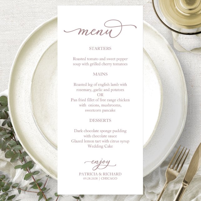 Elegant Calligraphy Rose Gold Menu (Creator Uploaded)