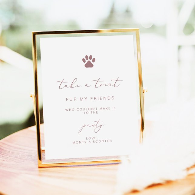 Elegant Calligraphy Rose Gold Pet Pawty Favor Poster (Creator Uploaded)