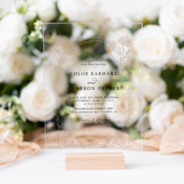 Elegant Calligraphy Rose Orchard Garden Wedding Acrylic Invitations (Creator Uploaded)