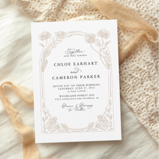 Elegant Calligraphy Rose Orchard Garden Wedding Invitation (Creator Uploaded)