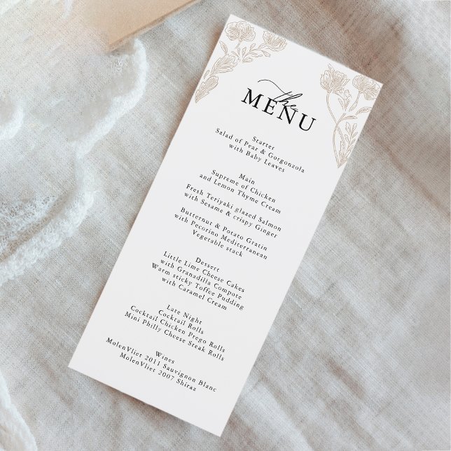 Elegant Calligraphy Rose Orchard Garden Wedding Menu (Creator Uploaded)
