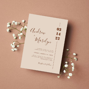 Elegant Calligraphy Rustic and Cream Wedding Invitation