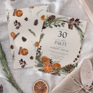 Elegant Calligraphy Rustic Orange 30th Birthday Invitation