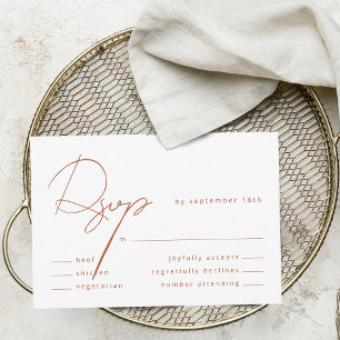 Elegant Calligraphy Rustic Terracotta Meal Wedding RSVP Card