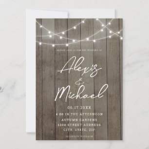 Elegant Calligraphy Rustic Wedding Invitation