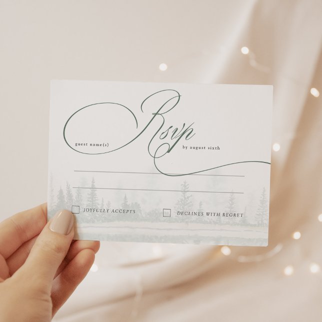 Elegant Calligraphy Rustic Wedding RSVP Card (Creator Uploaded)