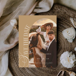 Elegant Calligraphy Rustic Western Photo Wedding Save The Date