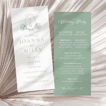 Elegant Calligraphy Sage Botanical Crest Program