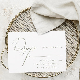 Elegant Calligraphy Sage Green Wedding RSVP Card