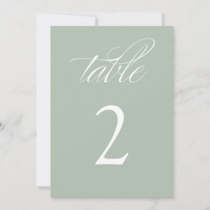 Elegant Calligraphy Sage Wedding Table Numbers 