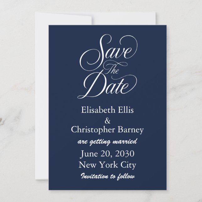Elegant Calligraphy Save the Date Wedding Invitation (Front)