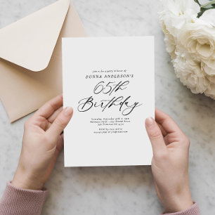Elegant Calligraphy Script 65th Birthday Party Invitation