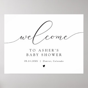 Elegant Calligraphy Script Baby Shower Welcome Poster